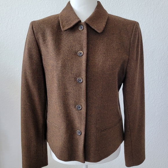 EUC Lands' End Brown Wool Jacket, size 6 - Picture 1 of 8